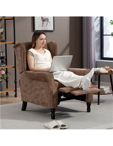 HOMCOM 150° Reclining Vintage Armchair, with footrest - Brown