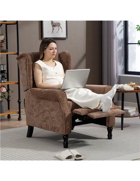 HOMCOM 150° Reclining Vintage Armchair, with footrest - Brown