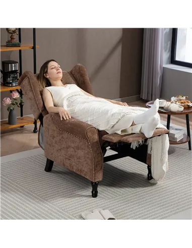 HOMCOM 150° Reclining Vintage Armchair, with footrest - Brown