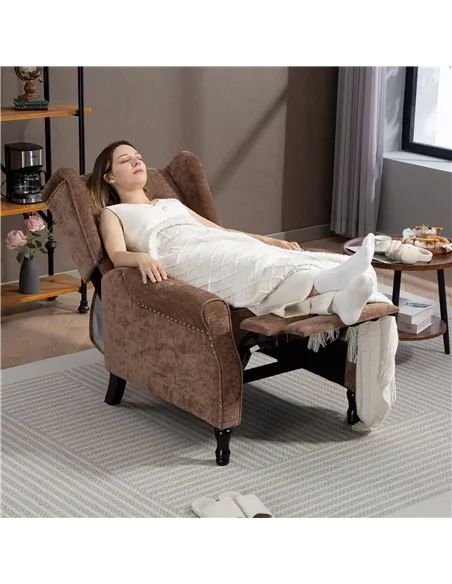 HOMCOM 150° Reclining Vintage Armchair, with footrest - Brown