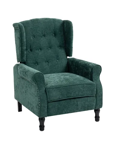 HOMCOM 150° Reclining Vintage Armchair, with footrest - Dark Green