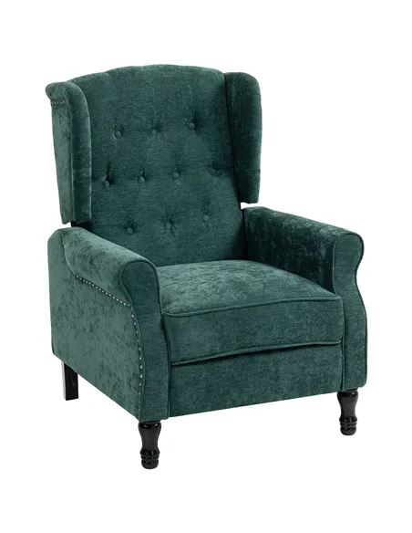 HOMCOM 150° Reclining Vintage Armchair, with footrest - Dark Green