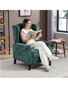 HOMCOM 150° Reclining Vintage Armchair, with footrest - Dark Green 2