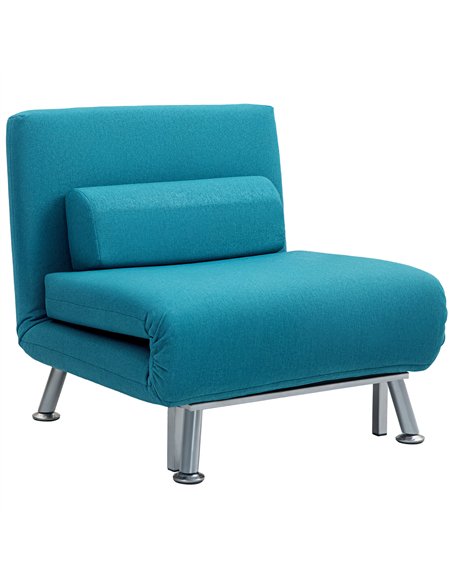 HOMCOM Single Linen-Feel Sleeper Chair - Dark Blue