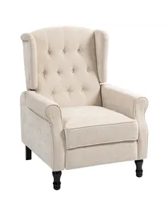 HOMCOM 150° Reclining Vintage Armchair, with footrest - Beige
