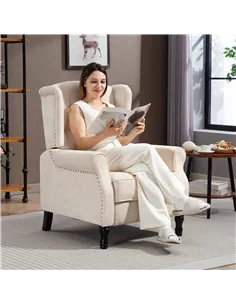 HOMCOM 150° Reclining Vintage Armchair, with footrest - Beige 2