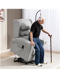 HOMCOM Velvet-Feel Electric Riser Recliner Chair - Grey 2