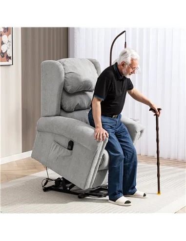 HOMCOM Velvet-Feel Electric Riser Recliner Chair - Grey