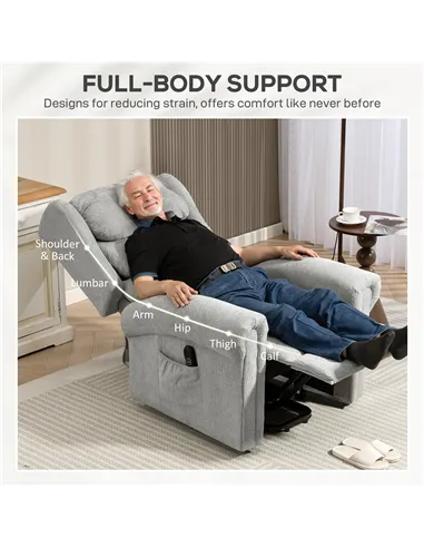 HOMCOM Velvet-Feel Electric Riser Recliner Chair - Grey