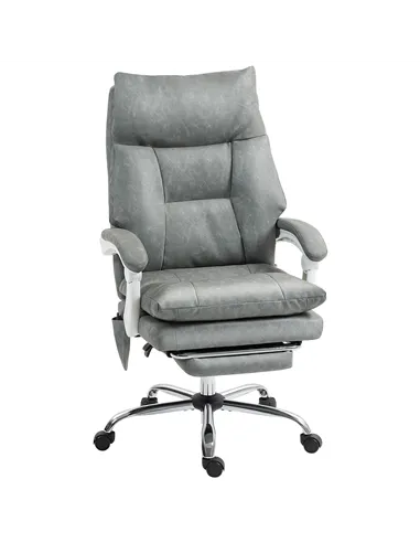 HOMCOM Faux Leather Office Chair, with Inflatable Lumbar - Grey