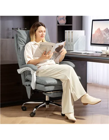 HOMCOM Faux Leather Office Chair, with Inflatable Lumbar - Grey