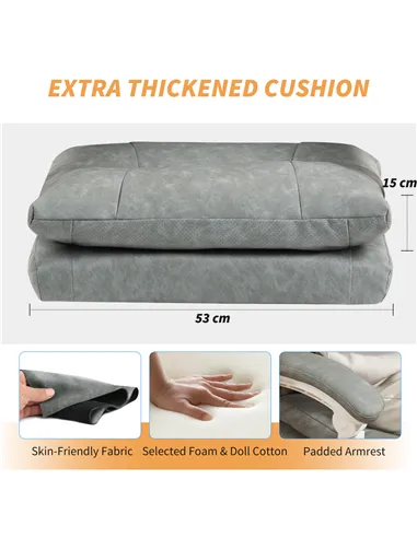 HOMCOM Faux Leather Office Chair, with Inflatable Lumbar - Grey