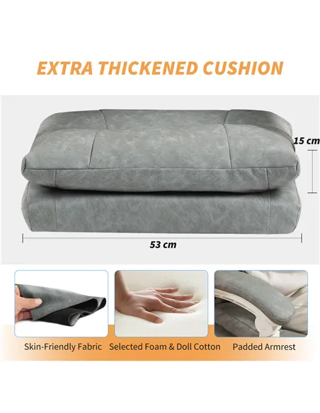 HOMCOM Faux Leather Office Chair, with Inflatable Lumbar - Grey