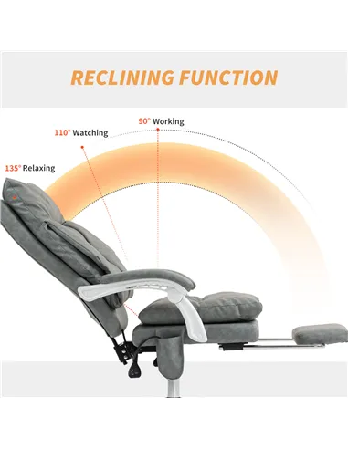 HOMCOM Faux Leather Office Chair, with Inflatable Lumbar - Grey