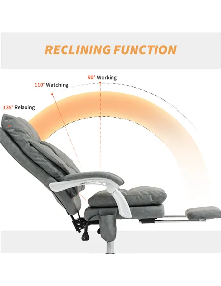 HOMCOM Faux Leather Office Chair, with Inflatable Lumbar - Grey