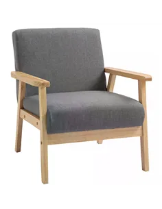 HOMCOM Minimalistic Wooden Frame Accent Chair, with Padded Seat