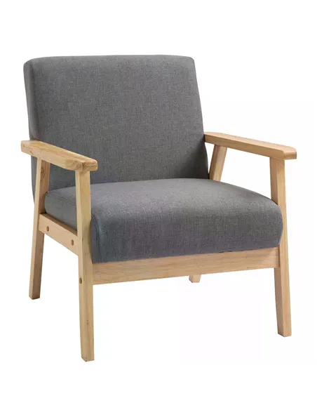 HOMCOM Minimalistic Wooden Frame Accent Chair, with Padded Seat