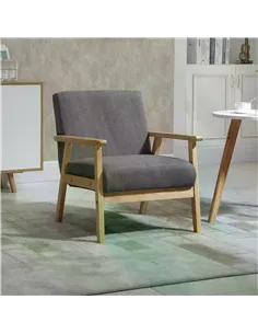 HOMCOM Minimalistic Wooden Frame Accent Chair, with Padded Seat 2