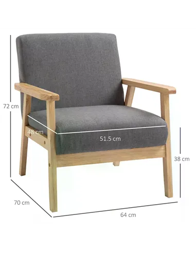 HOMCOM Minimalistic Wooden Frame Accent Chair, with Padded Seat