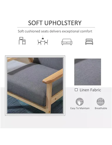 HOMCOM Minimalistic Wooden Frame Accent Chair, with Padded Seat