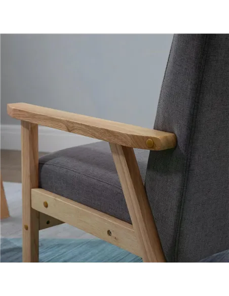 HOMCOM Minimalistic Wooden Frame Accent Chair, with Padded Seat