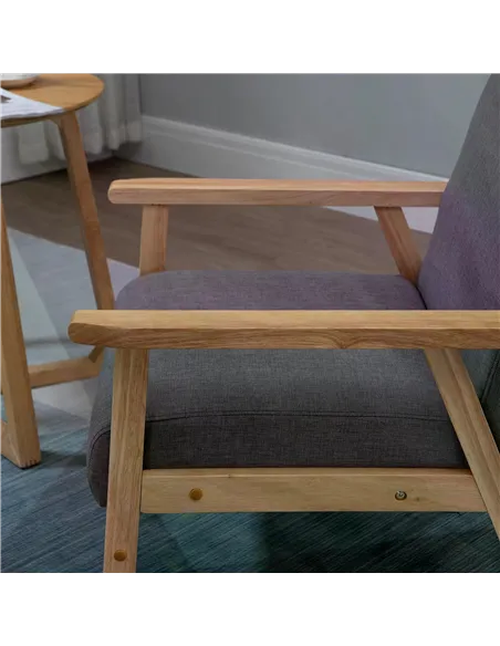 HOMCOM Minimalistic Wooden Frame Accent Chair, with Padded Seat