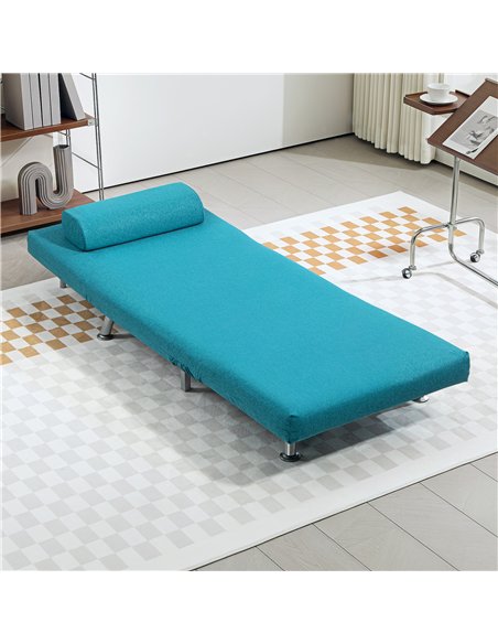 HOMCOM Single Linen-Feel Sleeper Chair - Dark Blue