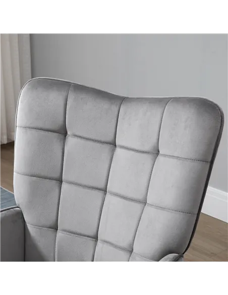 HOMCOM Modern Accent Chair, Upholstered Tufted Wingback Armchair with Seat Padding, Velvet Leisure Lounge Bedroom Chair with Woo
