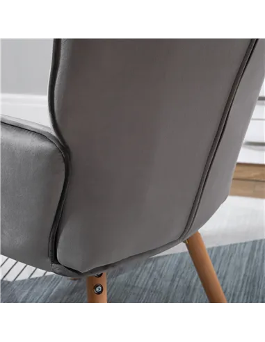 HOMCOM Modern Accent Chair, Upholstered Tufted Wingback Armchair with Seat Padding, Velvet Leisure Lounge Bedroom Chair with Woo