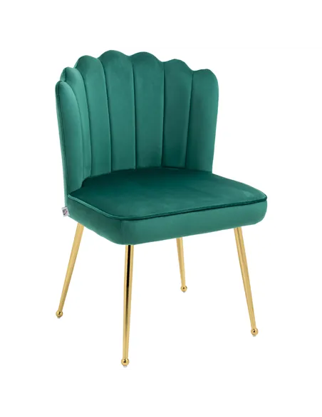 HOMCOM Velvet-Feel Shell Accent Chair - Green