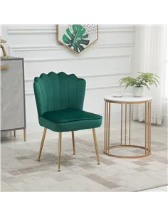 HOMCOM Velvet-Feel Shell Accent Chair - Green 2