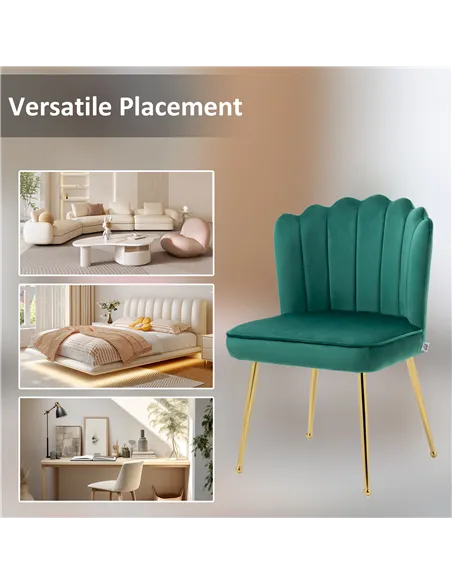 HOMCOM Velvet-Feel Shell Accent Chair - Green