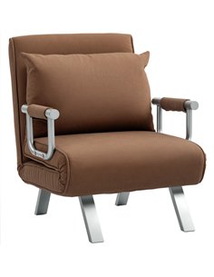 HOMCOM 4-in-1 Faux Suede Chair Bed - Coffee
