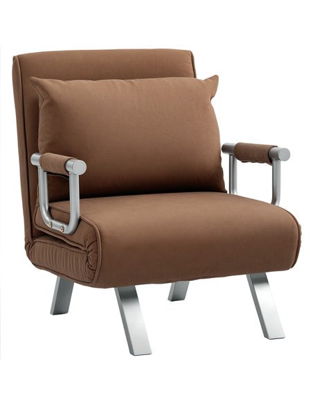 HOMCOM 4-in-1 Faux Suede Chair Bed - Coffee