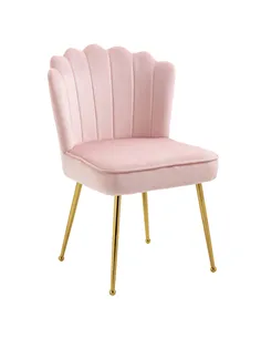 HOMCOM Velvet-Feel Shell Accent Chair - Pink