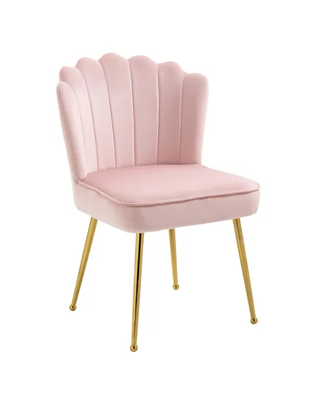 HOMCOM Velvet-Feel Shell Accent Chair - Pink