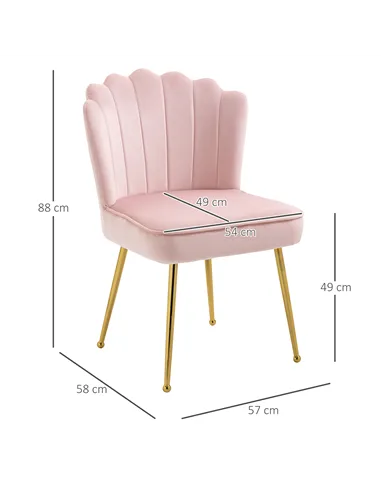 HOMCOM Velvet-Feel Shell Accent Chair - Pink