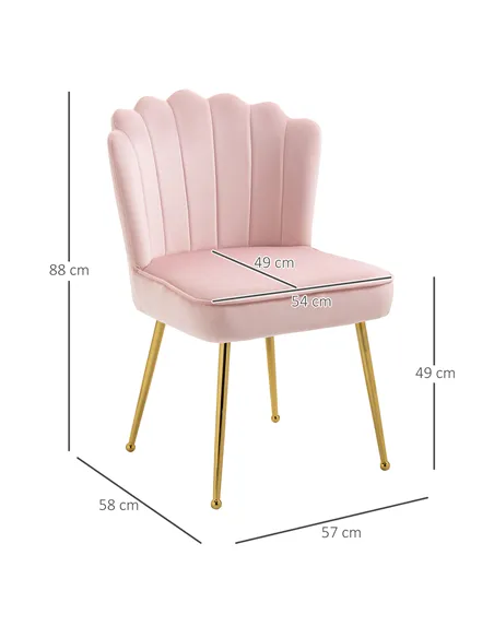 HOMCOM Velvet-Feel Shell Accent Chair - Pink