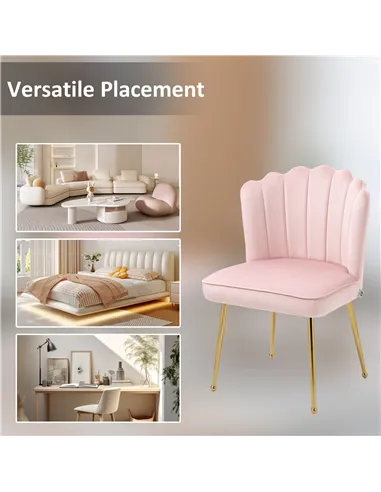 HOMCOM Velvet-Feel Shell Accent Chair - Pink