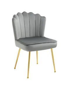HOMCOM Velvet-Feel Shell Accent Chair - Grey