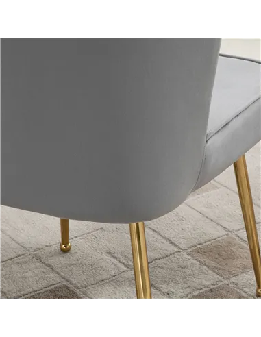 HOMCOM Velvet-Feel Shell Accent Chair - Grey