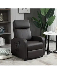 HOMCOM Recliner Armchair, Massage Faux Leather Push Back Reclining Chair with Adjustable Leg Rest, Side Pocket, for Home Living  2