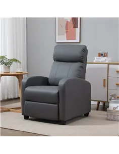 HOMCOM Recliner Armchair, Massage Faux Leather Push Back Reclining Chair with Adjustable Leg Rest, Side Pocket, for Home Living  2