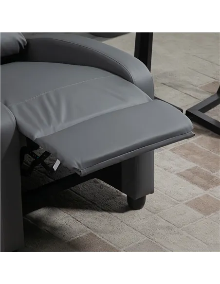 HOMCOM Recliner Armchair, Massage Faux Leather Push Back Reclining Chair with Adjustable Leg Rest, Side Pocket, for Home Living 