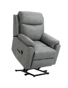 HOMCOM Faux Leather 70° Electric Riser Recliner Chair - Grey