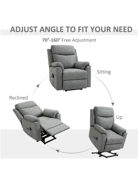 HOMCOM Faux Leather 70° Electric Riser Recliner Chair - Grey