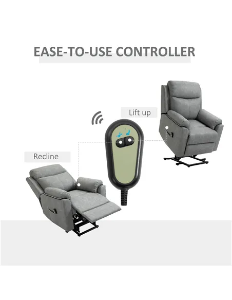HOMCOM Faux Leather 70° Electric Riser Recliner Chair - Grey
