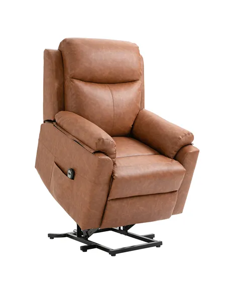 HOMCOM Faux Leather 70° Electric Riser Recliner Chair - Brown