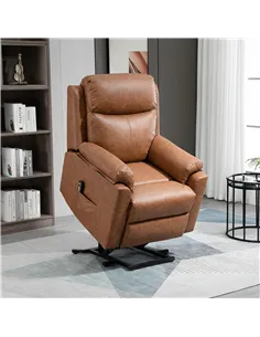 HOMCOM Faux Leather 70° Electric Riser Recliner Chair - Brown 2