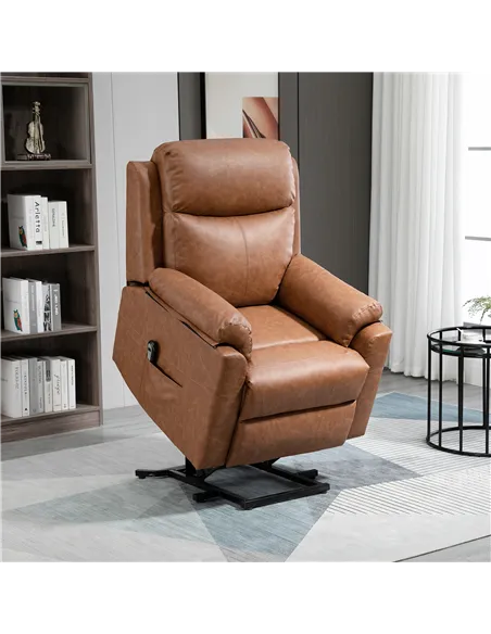 HOMCOM Faux Leather 70° Electric Riser Recliner Chair - Brown